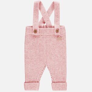 Souris Mini Pink mottled knit pants with straps in angora-effect
